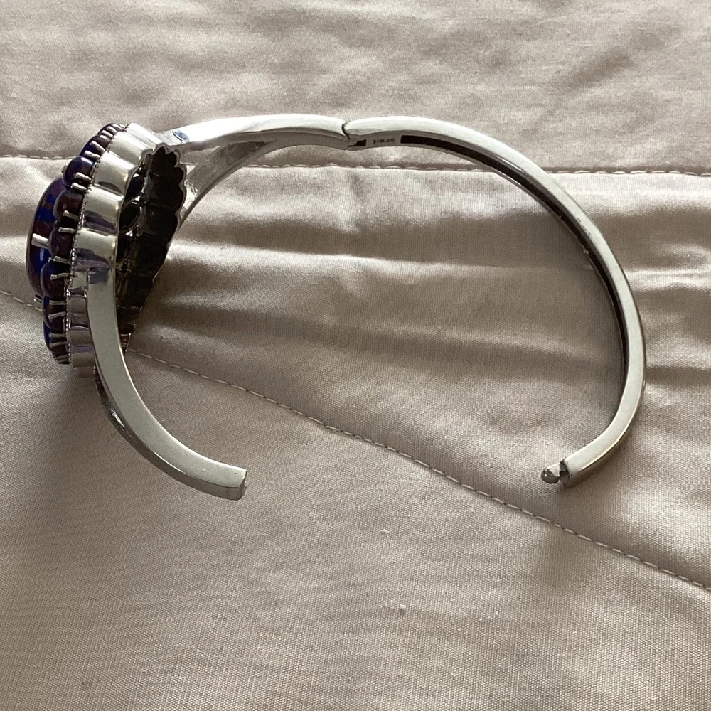 NWOT – Pure Stainless steel, Large round & oval Purple Dahlia bangle bracelet - Picture 10 of 16